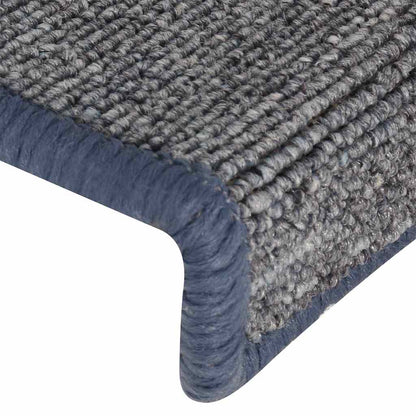 Tappetini per scale 15 pz 65x21x4 cm Grigio chiaro e blu con bordo rettangolare | homemem39