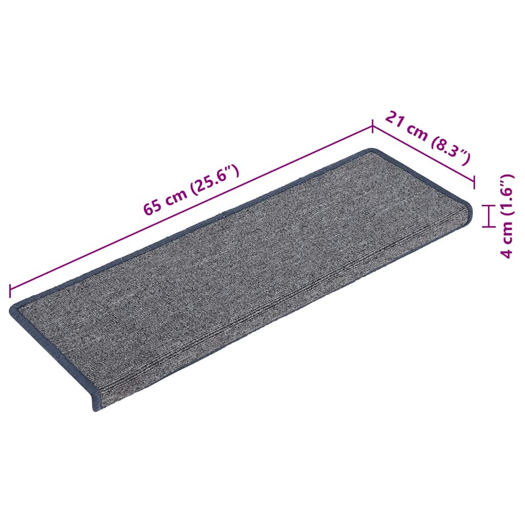 Tappetini per scale 15 pz 65x21x4 cm Grigio chiaro e blu con bordo rettangolare | homemem39