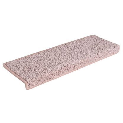 Tappetini per scale 15 pz 65x21x4 cm Rosa chiaro con bordo rettangolare