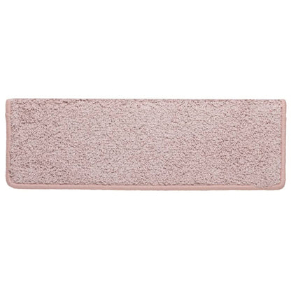 Tappetini per scale 15 pz 65x21x4 cm Rosa chiaro con bordo rettangolare