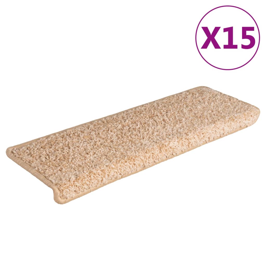 Tappetini per scale 15 pz 65x21x4 cm Oro Bordo rettangolare - homemem39