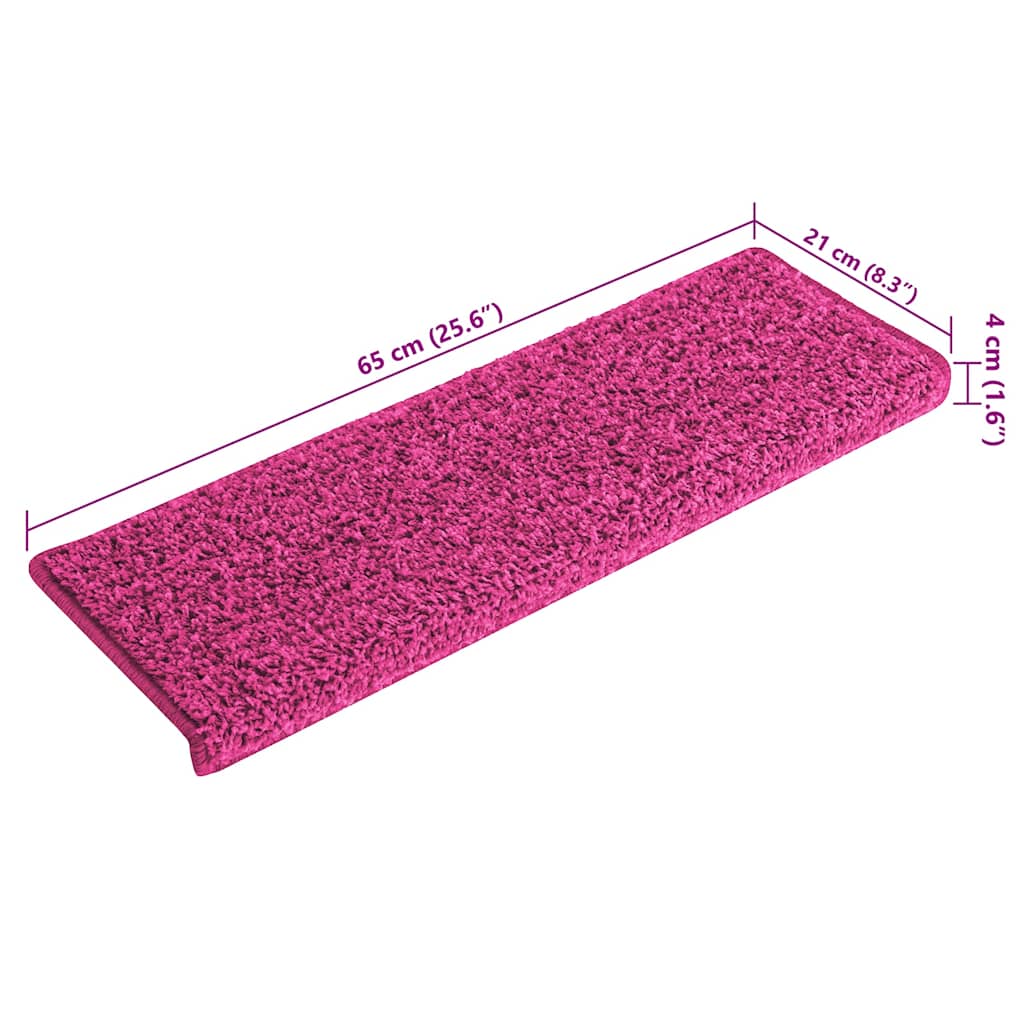 Tappetini per scale 15 pz 65x21x4 cm Rosa Bordo rettangolare | homemem39