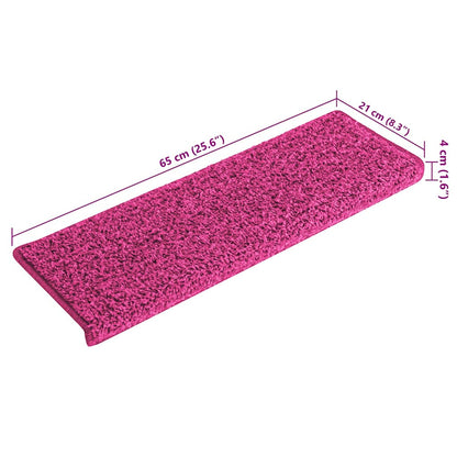 Tappetini per scale 15 pz 65x21x4 cm Rosa Bordo rettangolare | homemem39