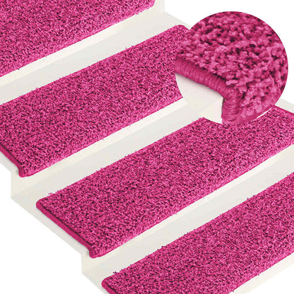 Tappetini per scale 15 pz 65x21x4 cm Rosa Bordo rettangolare | homemem39