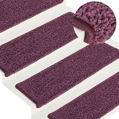 Tappetini per scale 15 pz 65x21x4 cm Viola scuro con bordo rettangolare | homemem39