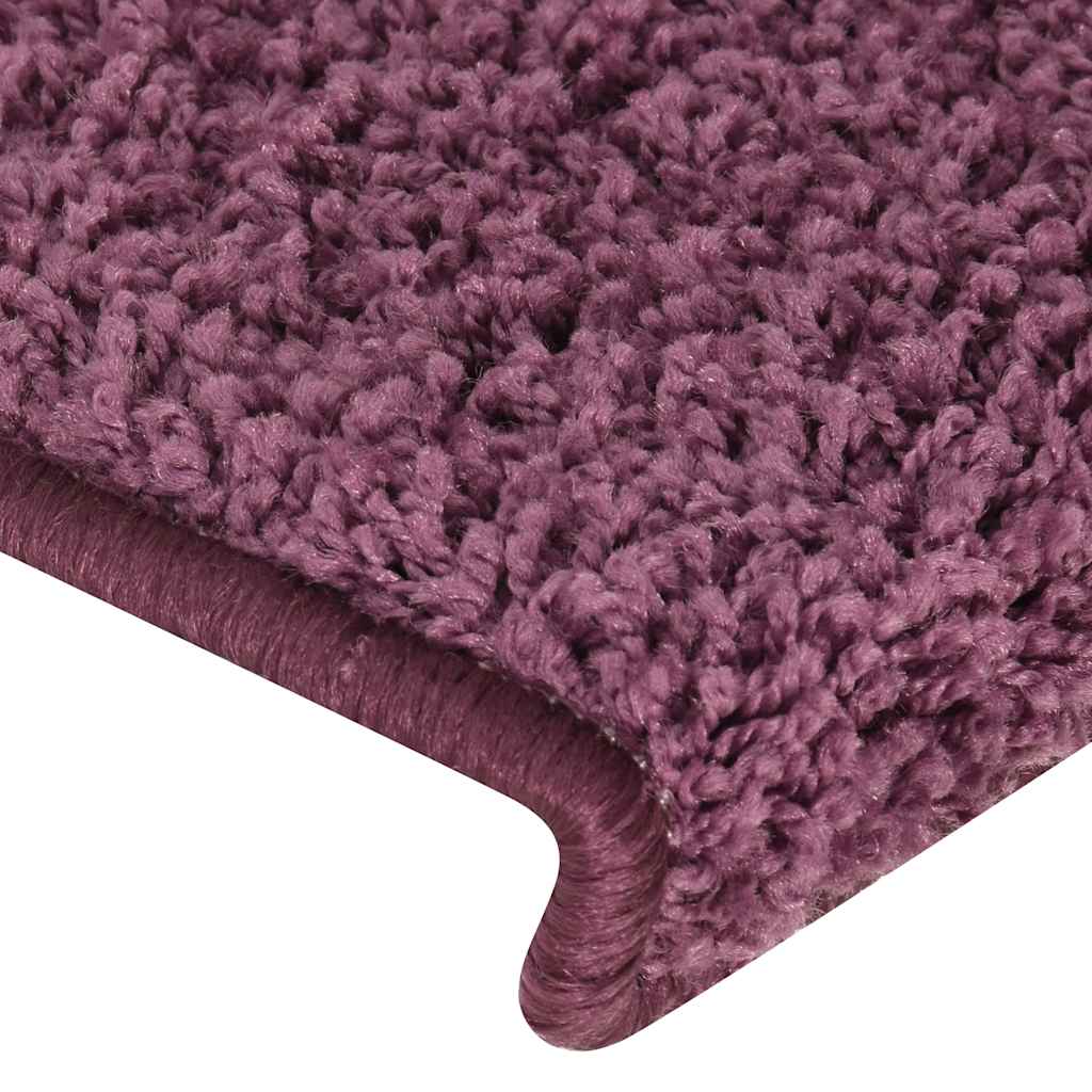 Tappetini per scale 15 pz 65x21x4 cm Viola scuro con bordo rettangolare | homemem39