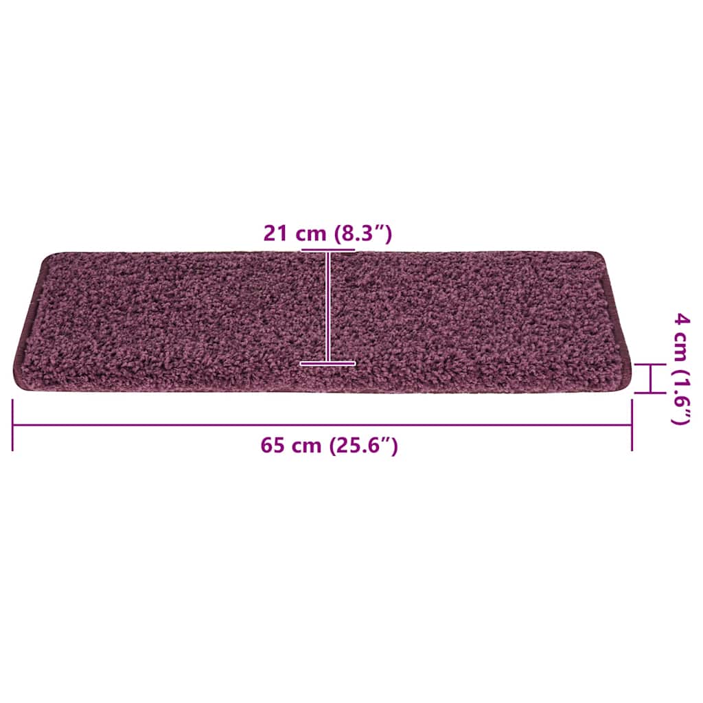 Tappetini per scale 15 pz 65x21x4 cm Viola scuro con bordo rettangolare | homemem39
