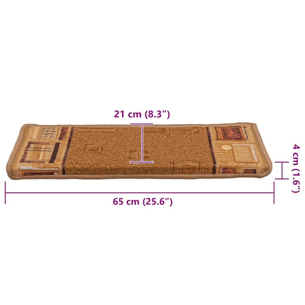 Tappetini Autoadesivi per Scale 15 pz 65x21x4 cm Beige | homemem39