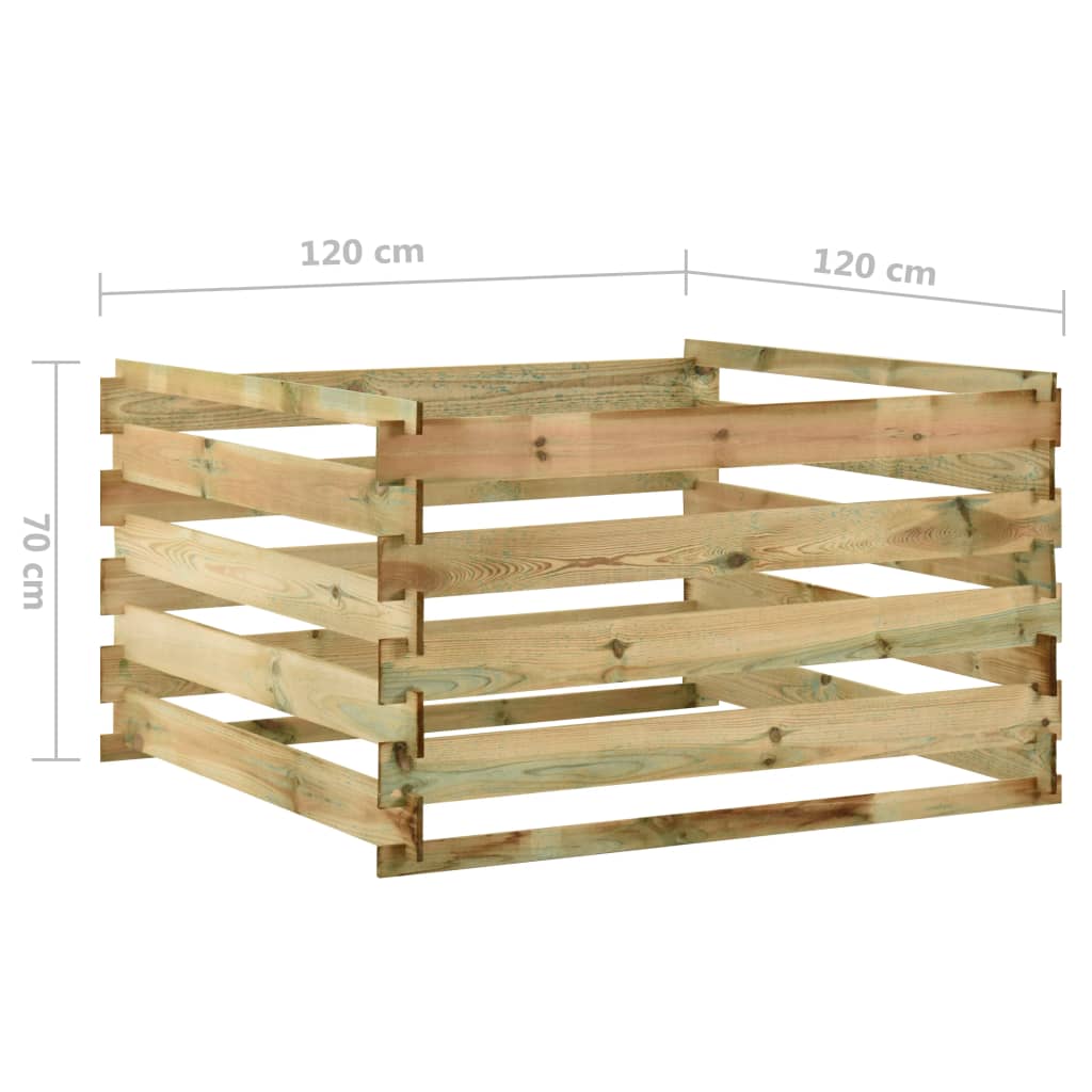 Compostiera da Giardino a Doghe 120x120x70cm in Pino Impregnato - homemem39