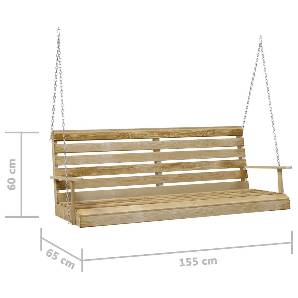 Panchina a Dondolo in Legno di Pino Impregnato 55x65x60 cm