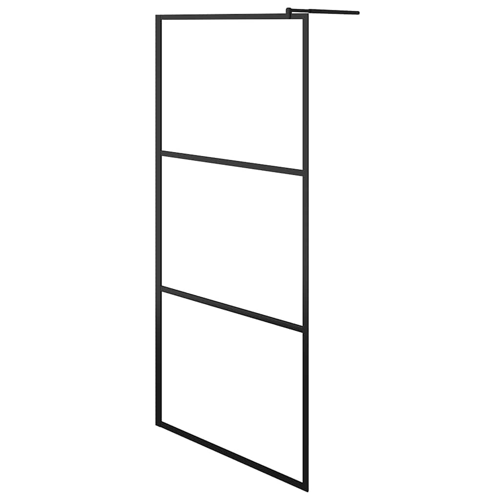Parete Doccia Walk-in in Vetro Trasparente ESG Nera 100x195 cm | homemem39
