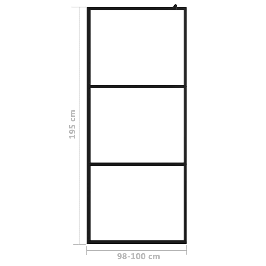 Parete Doccia Walk-in in Vetro Trasparente ESG Nera 100x195 cm | homemem39