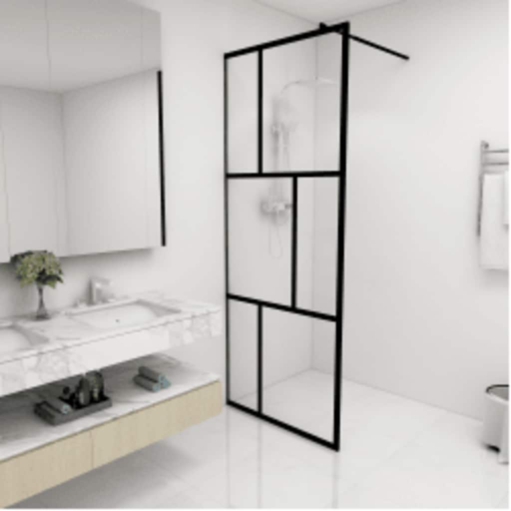 Parete per Doccia Walk-in in Vetro Temperato Nera 80x195 cm | homemem39