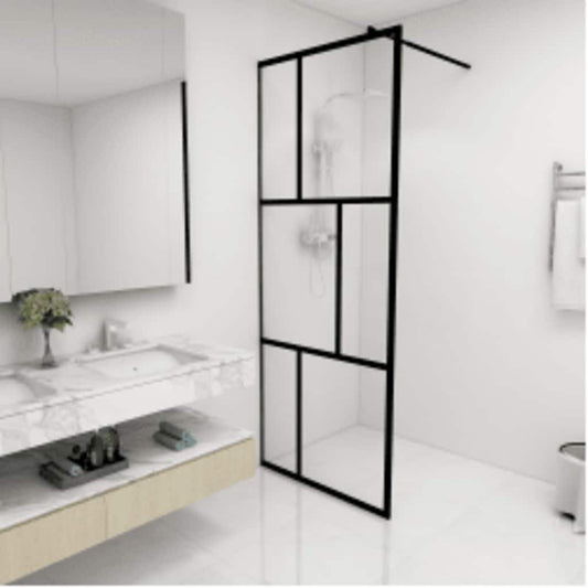Parete per Doccia Walk-in in Vetro Temperato Nera 80x195 cm