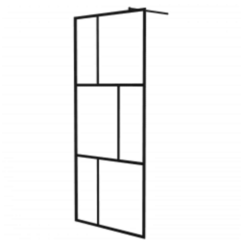 Parete per Doccia Walk-in in Vetro Temperato Nera 90x195 cm | homemem39