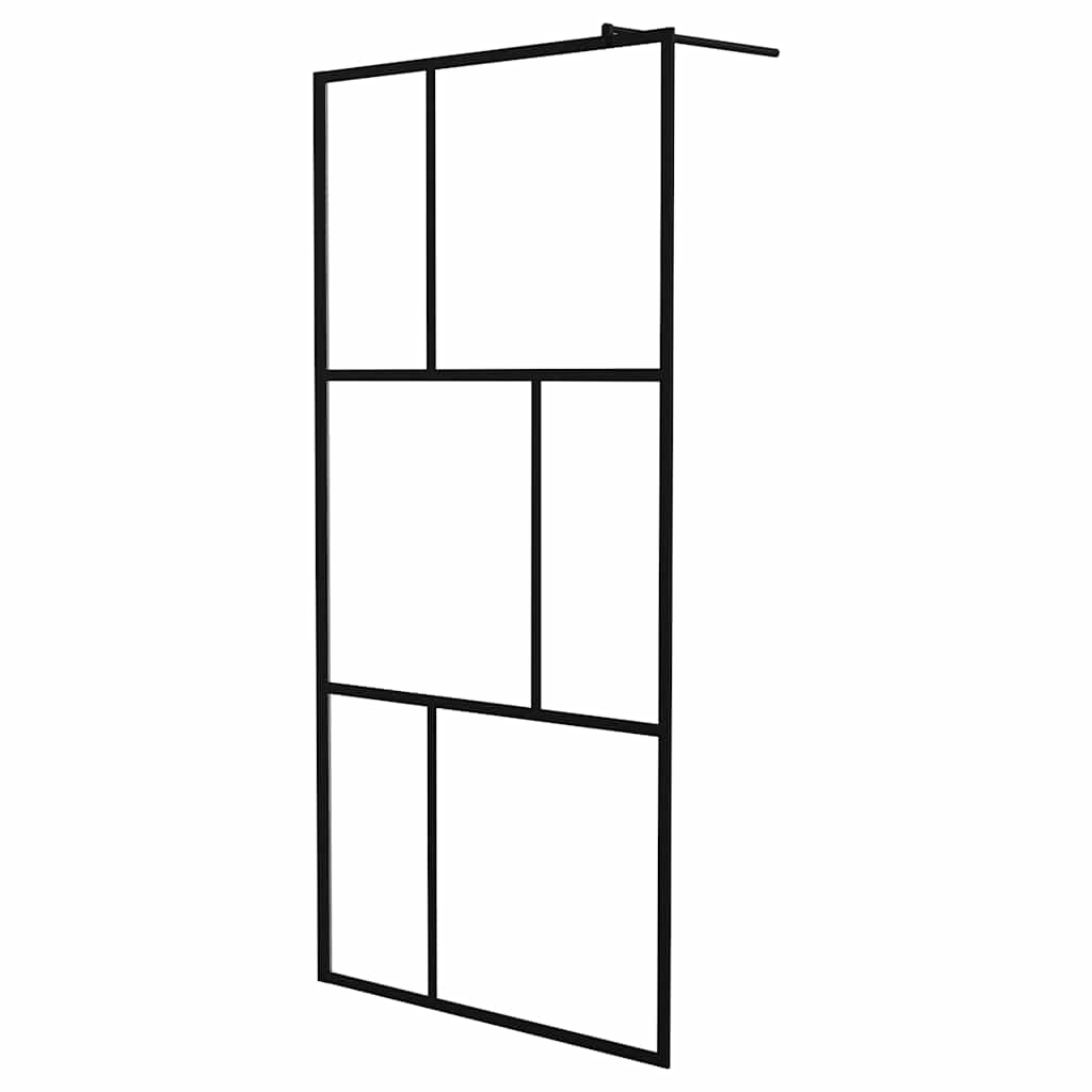 Parete per Doccia Walk-in in Vetro Temperato Nera 100x195 cm | homemem39
