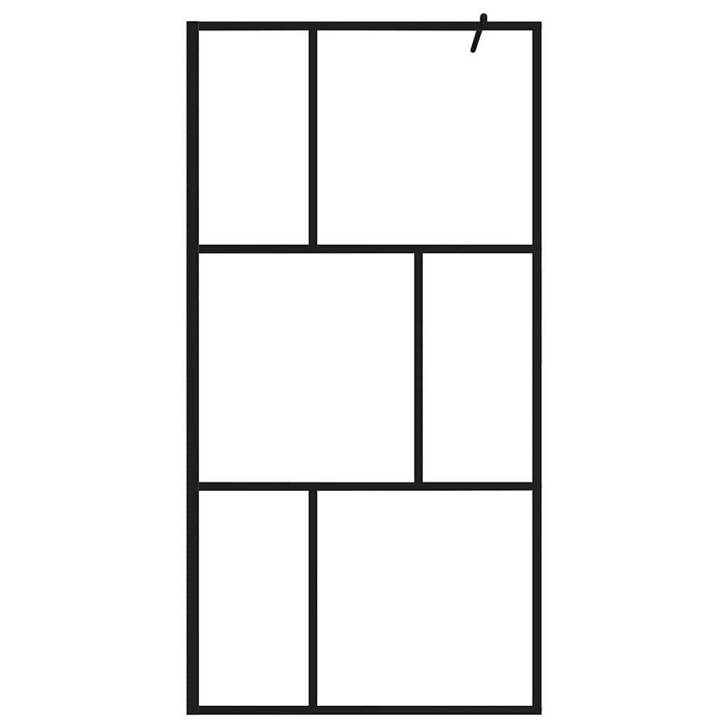 Parete per Doccia Walk-in in Vetro Temperato Nera 100x195 cm | homemem39
