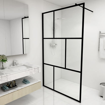 Parete per Doccia Walk-in in Vetro Temperato Nera 115x195 cm - homemem39