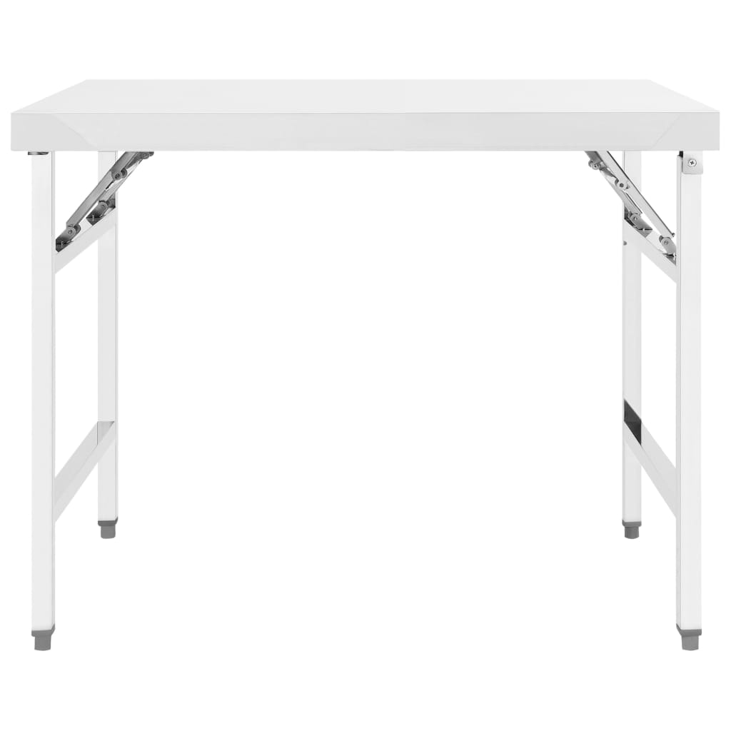 Tavolo da Lavoro Cucina Pieghevole 100x60x80 cm in Acciaio Inox - homemem39