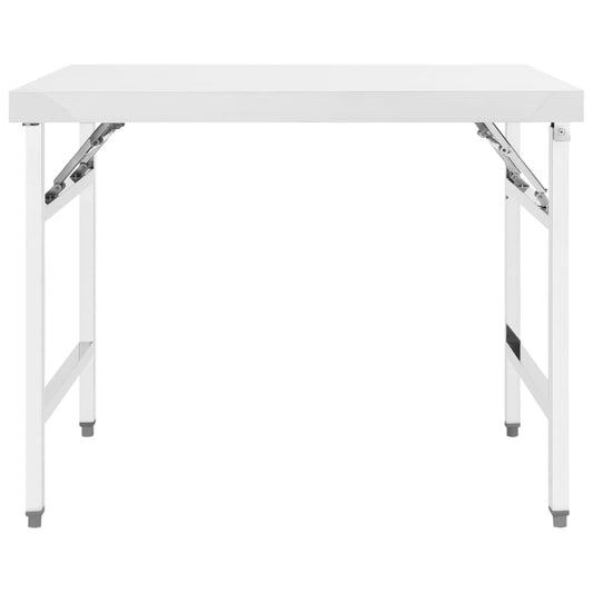 Tavolo da Lavoro Cucina Pieghevole 100x60x80 cm in Acciaio Inox - homemem39