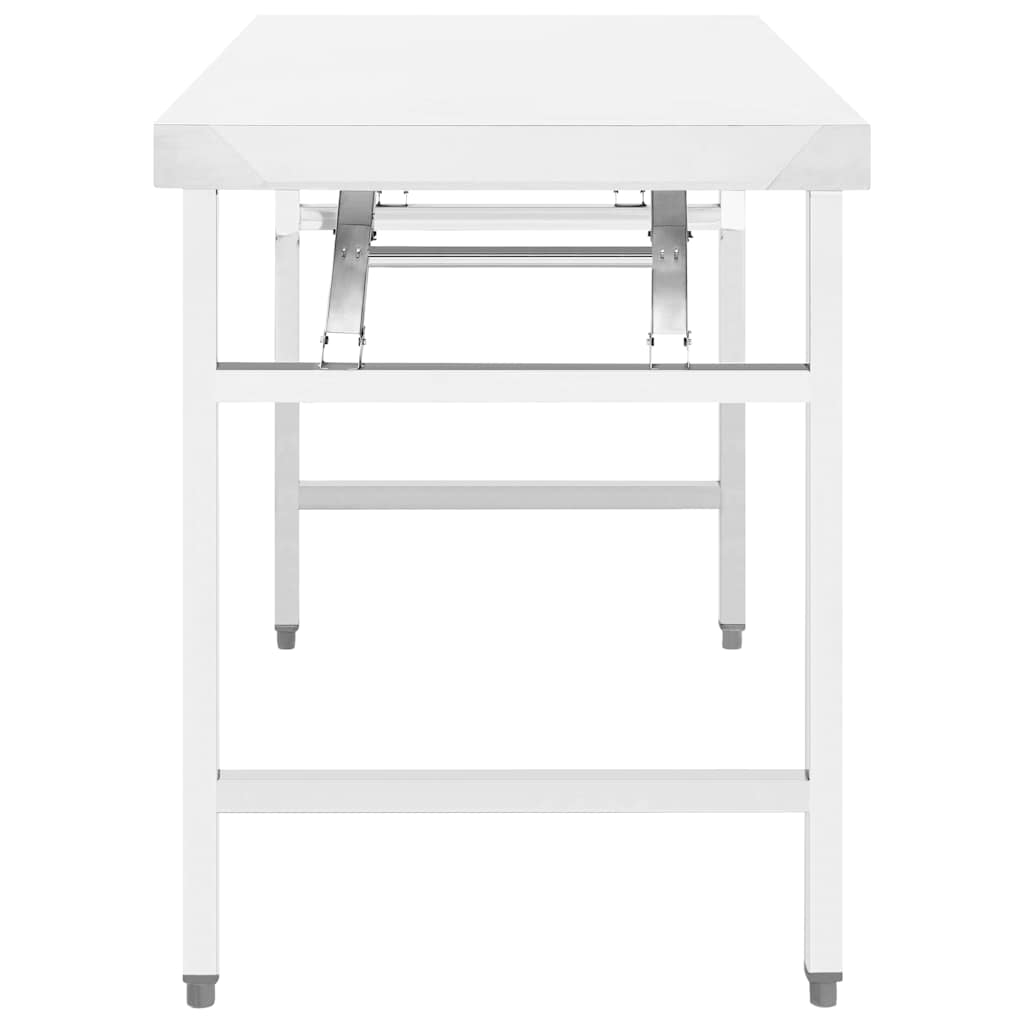 Tavolo da Lavoro Cucina Pieghevole 100x60x80 cm in Acciaio Inox | homemem39