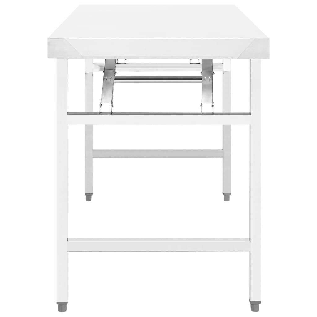 Tavolo da Lavoro Cucina Pieghevole 100x60x80 cm in Acciaio Inox - homemem39