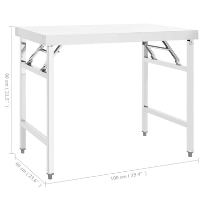 Tavolo da Lavoro Cucina Pieghevole 100x60x80 cm in Acciaio Inox | homemem39