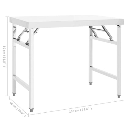 Tavolo da Lavoro Cucina Pieghevole 100x60x80 cm in Acciaio Inox - homemem39