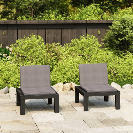 Sedie a Sdraio da Giardino con Cuscini 2 pz in Plastica Grigio - homemem39