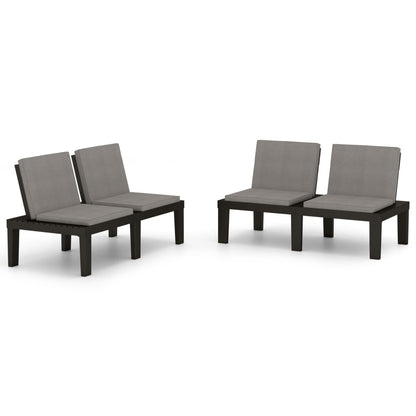 Panchine da Giardino con Cuscini 2 pz in Plastica Grigio - homemem39