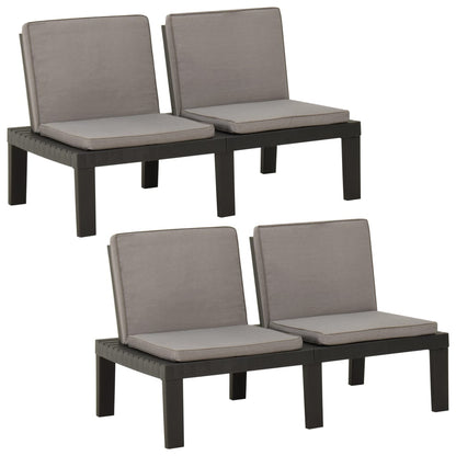 Panchine da Giardino con Cuscini 2 pz in Plastica Grigio - homemem39
