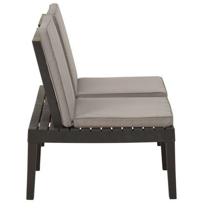 Panchine da Giardino con Cuscini 2 pz in Plastica Grigio - homemem39