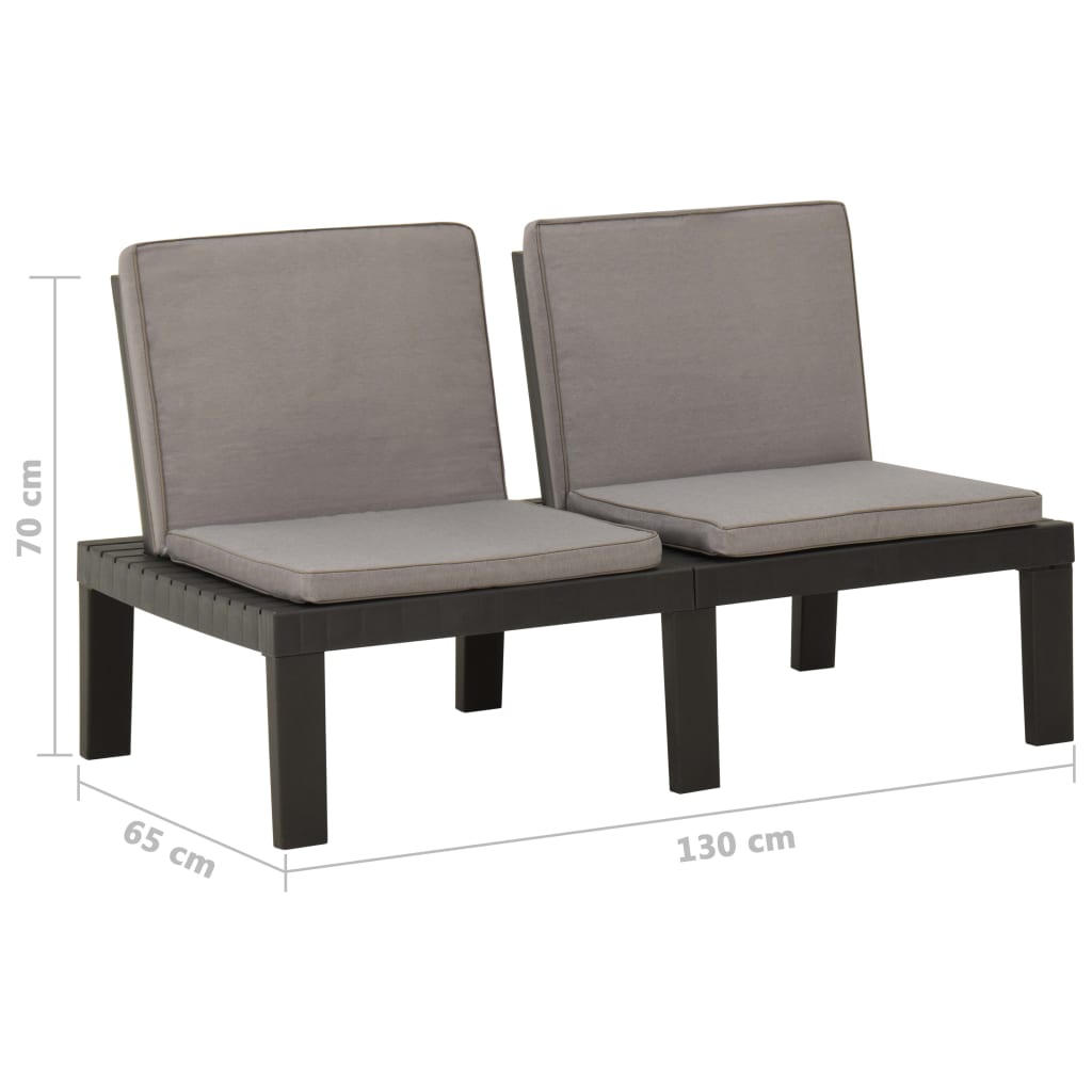Panchine da Giardino con Cuscini 2 pz in Plastica Grigio - homemem39
