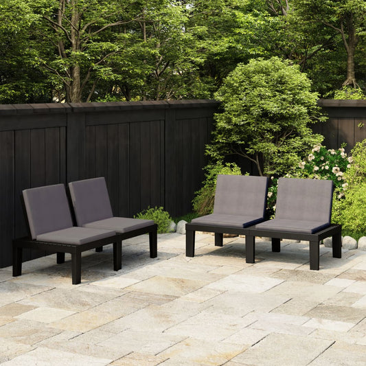 Panchine da Giardino con Cuscini 2 pz in Plastica Grigio - homemem39