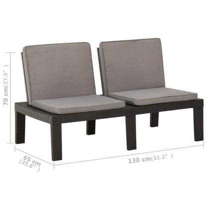 Set Divani da Giardino con Cuscini 3 pz in Plastica Grigio