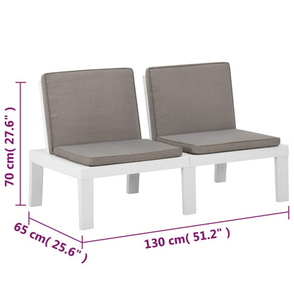 Set Divani da Giardino con Cuscini 4 pz in Plastica Bianco - homemem39