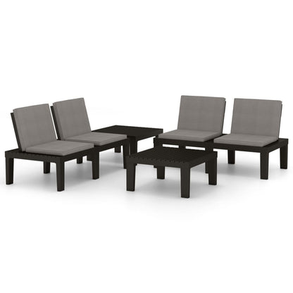 Set Divani da Giardino con Cuscini 4 pz in Plastica Grigio - homemem39