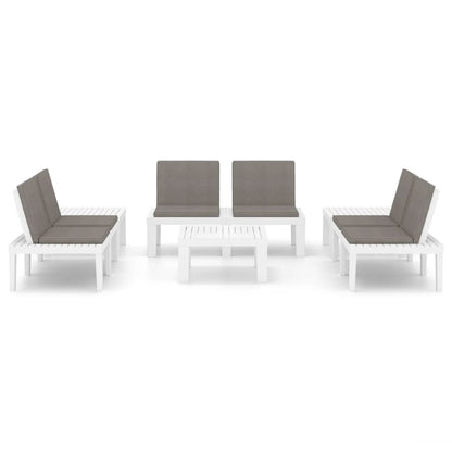 Set Divani da Giardino con Cuscini 6 pz in Plastica Bianco - homemem39