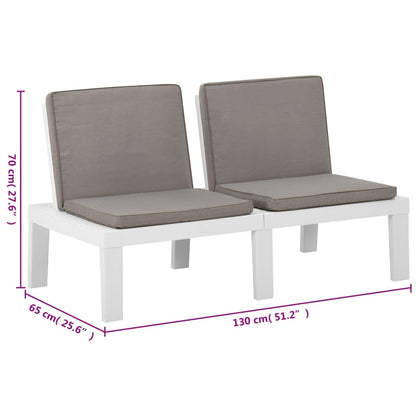 Set Divani da Giardino con Cuscini 6 pz in Plastica Bianco - homemem39
