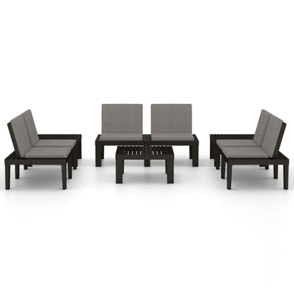 Set Divani da Giardino con Cuscini 6 pz in Plastica Grigio - homemem39