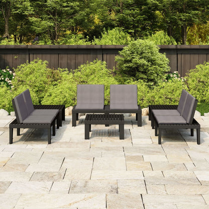 Set Divani da Giardino con Cuscini 6 pz in Plastica Grigio - homemem39