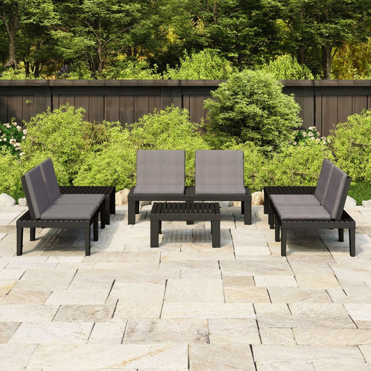 Set Divani da Giardino con Cuscini 6 pz in Plastica Grigio - homemem39