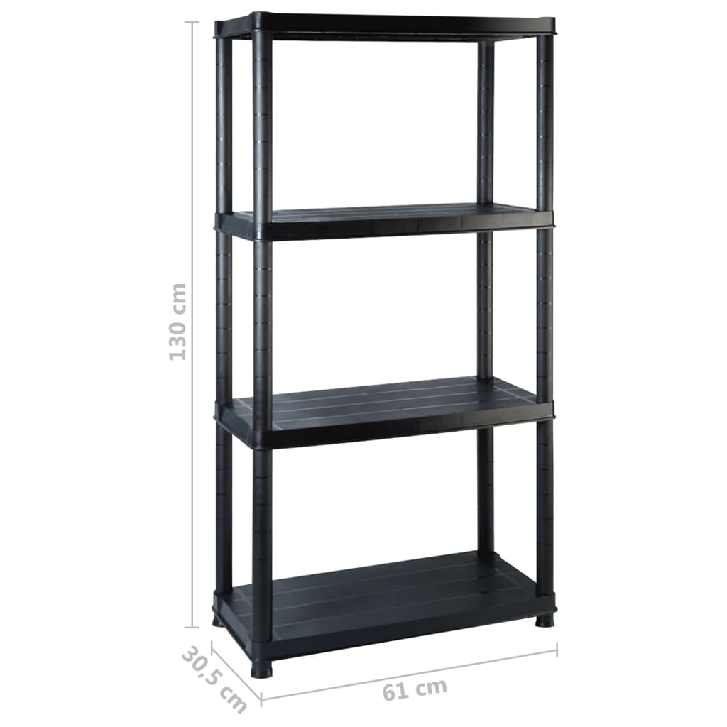 Scaffale a 4 Ripiani Nero 183x30,5x130 cm in Plastica - homemem39