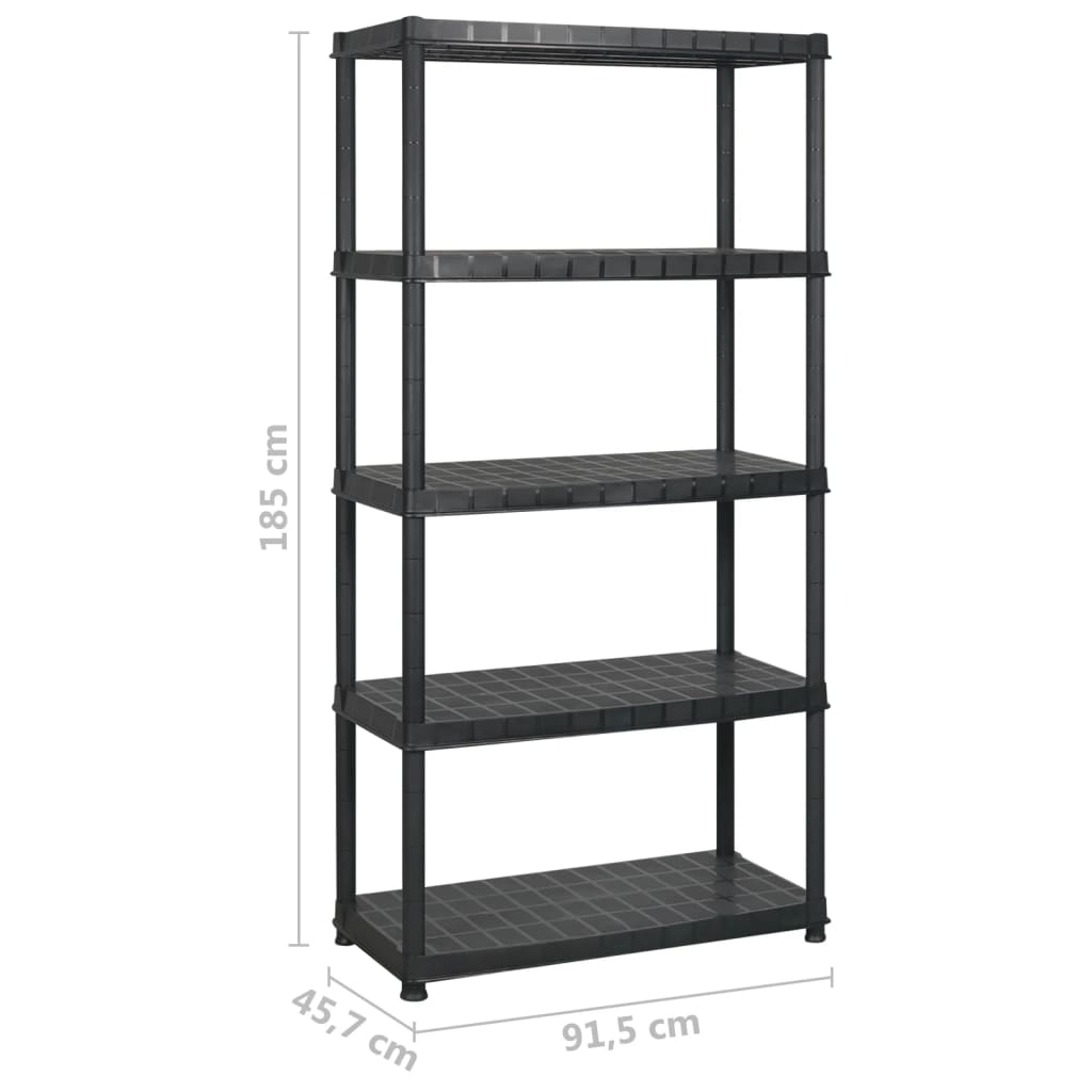 Scaffale a 5 Ripiani Nero 274,5x45,7x185 cm in Plastica - homemem39