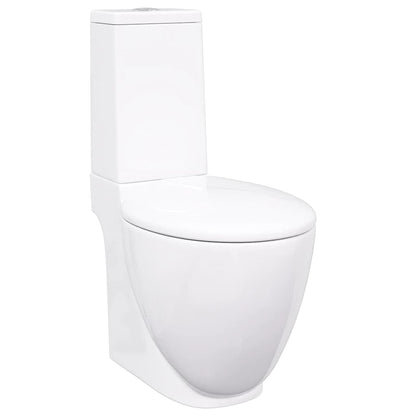 Vaso WC in Ceramica da Bagno Rotondo Base con Scarico Bianco