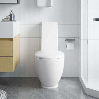 Vaso WC in Ceramica da Bagno Rotondo Base con Scarico Bianco