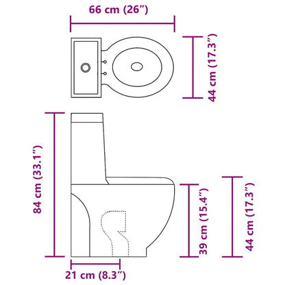 Vaso WC in Ceramica da Bagno Rotondo Base con Scarico Bianco