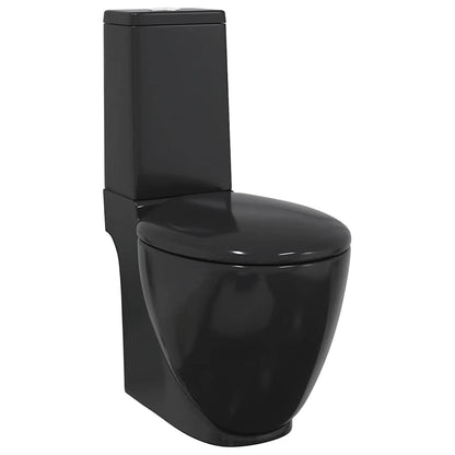 Vaso WC in Ceramica da Bagno Rotondo Base con Scarico Nero