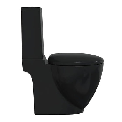 Vaso WC in Ceramica da Bagno Rotondo Base con Scarico Nero