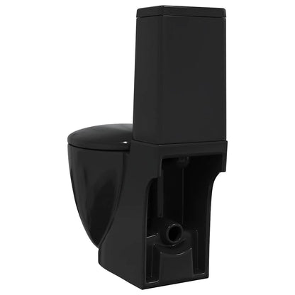 Vaso WC in Ceramica da Bagno Rotondo Base con Scarico Nero - homemem39